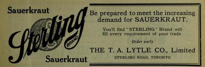 Sterling Sauerkraut 1911 Canadian Grocer