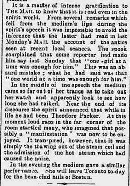 Toronto Daily Mail Jan 16 1893 Spiritualists Part 2