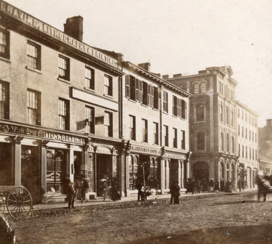 King St. W., south side, looking west from east of Jordan St., Toronto, Ont. 1870