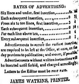 Rates of Advertising The British Colonist August 2nd 1843