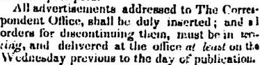 The Canadian Correspondent Jan 11 1834 terms