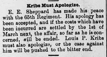 Kribs apologizing December 8 1887