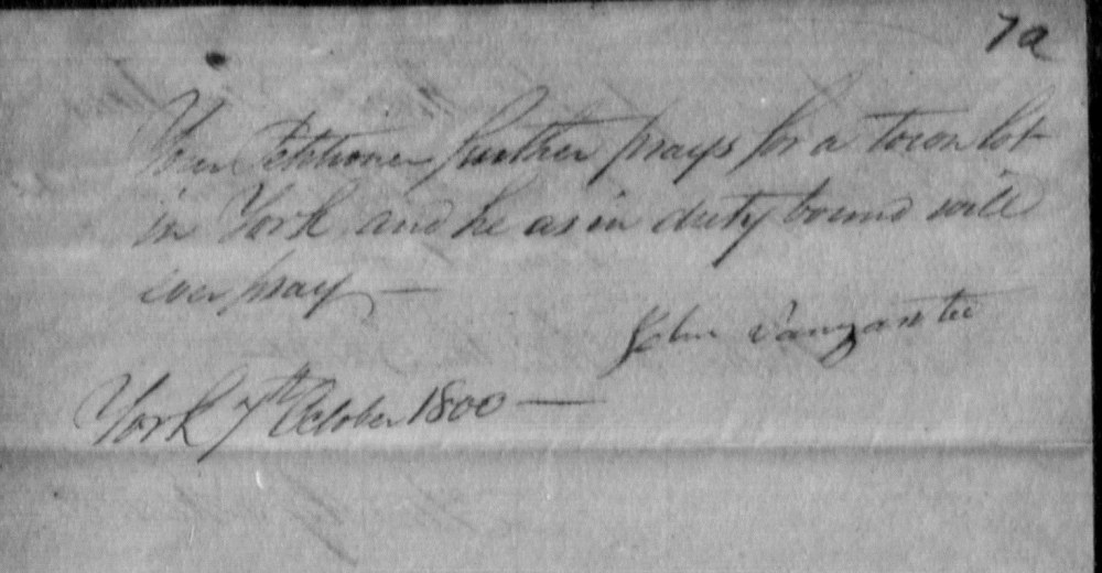 Back of same John Van Zant petition 1800